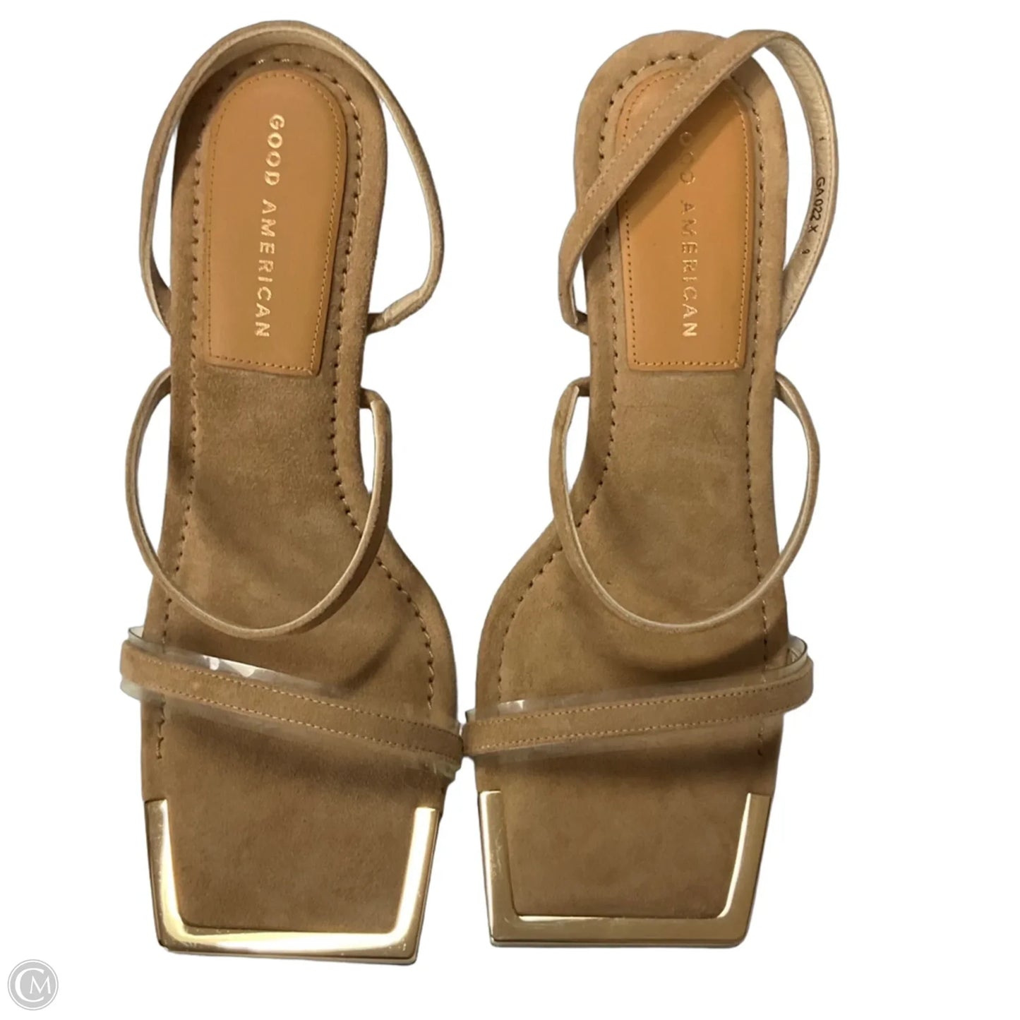 Sandals Heels Block By Good American In Tan, Size: 9