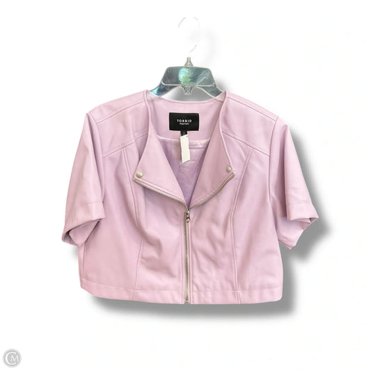 Jacket Moto Leather By Torrid In Purple, Size: 2