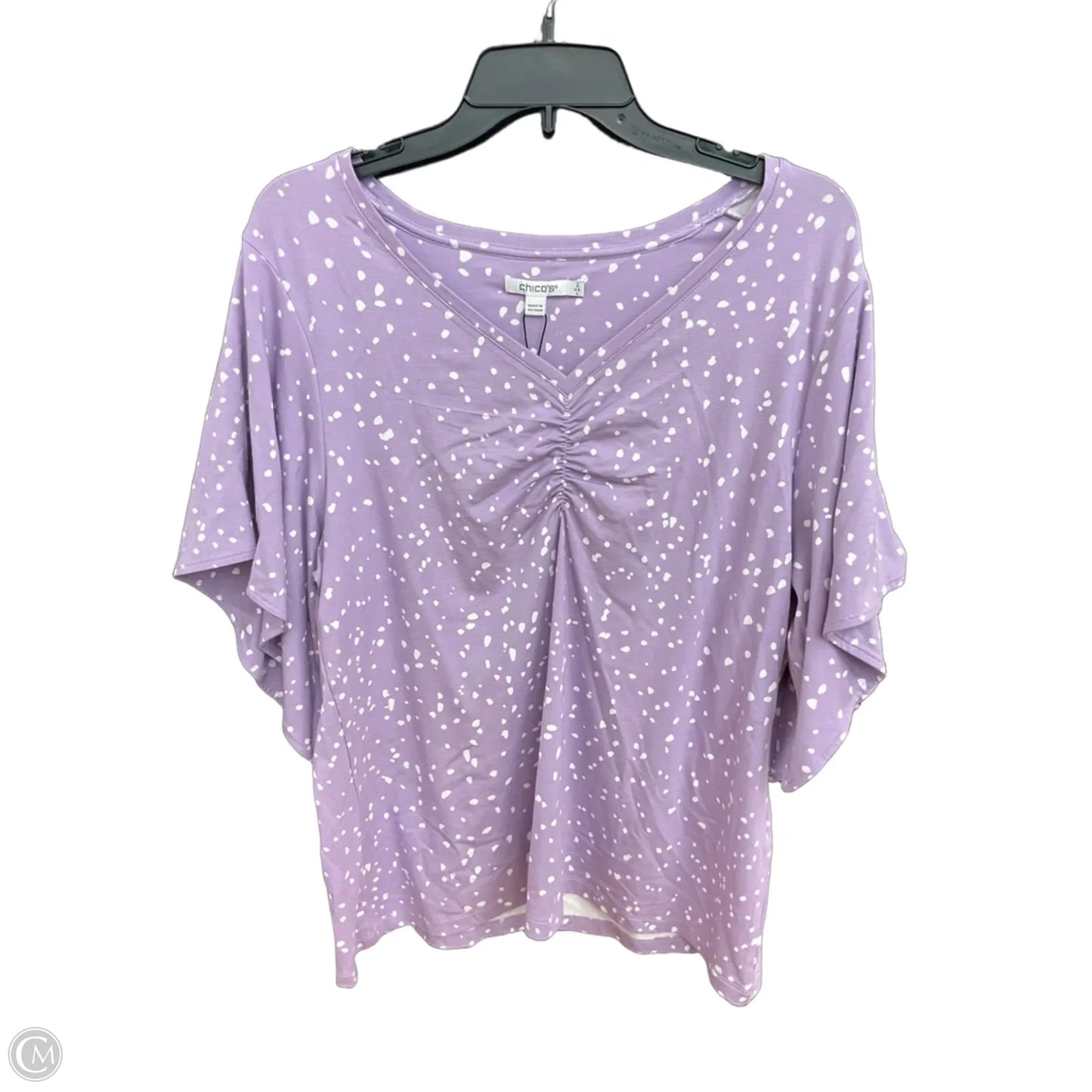 Top Short Sleeve By Chicos In Purple & White, Size: 2