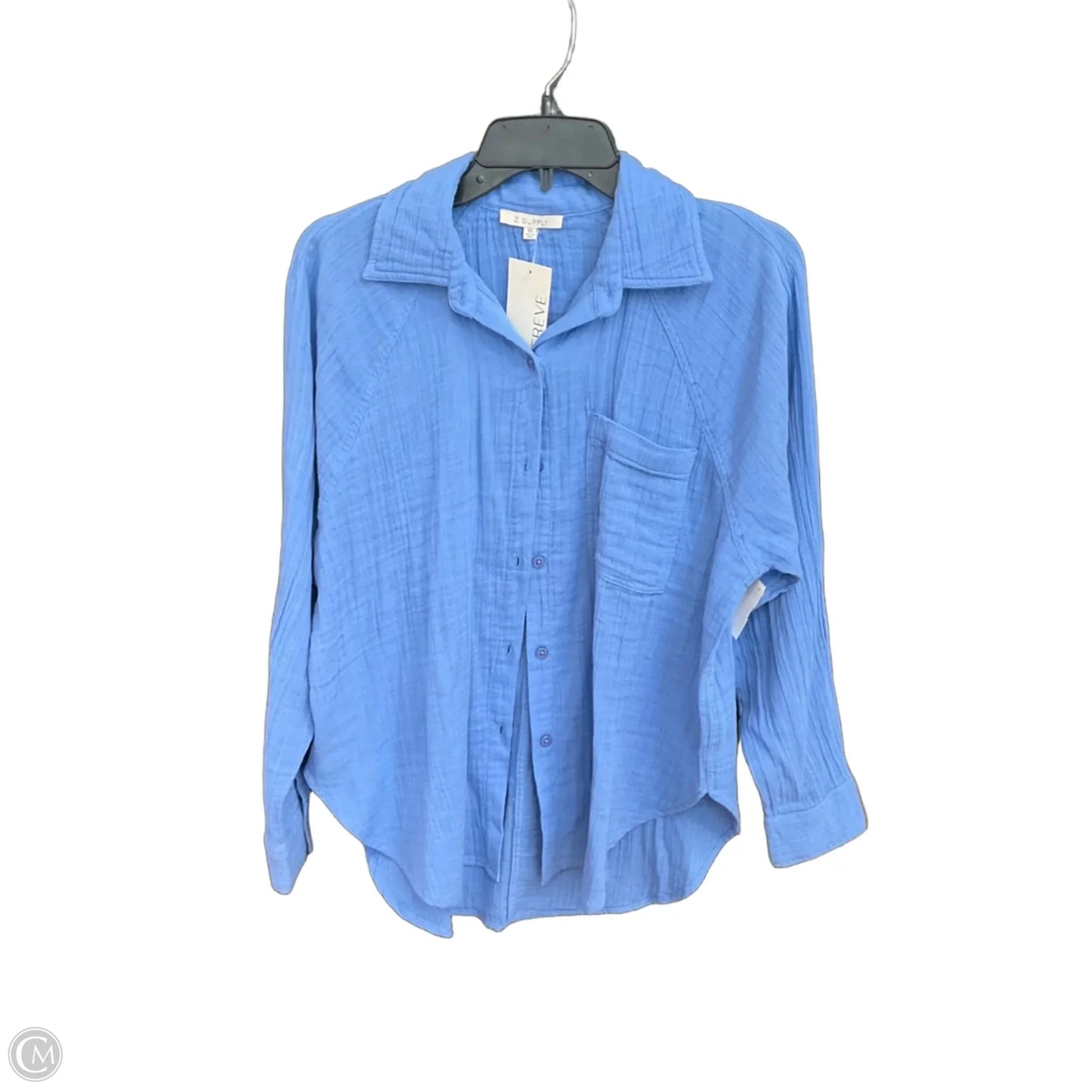 Blouse Long Sleeve By Evereve In Blue, Size: Xs