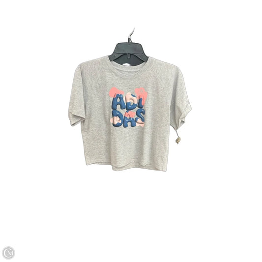 Athletic Top Short Sleeve By Adidas In Grey, Size: L