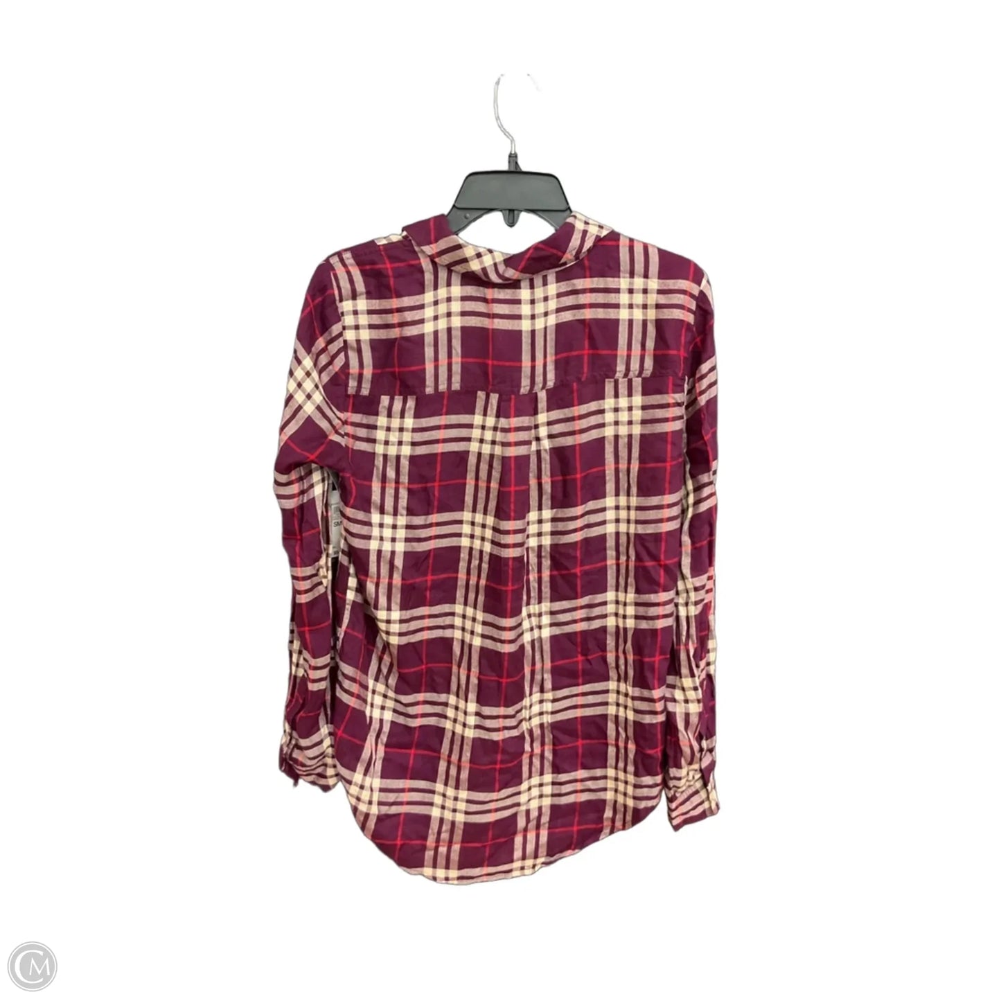 Blouse Long Sleeve By Style And Company In Plaid Pattern, Size: S