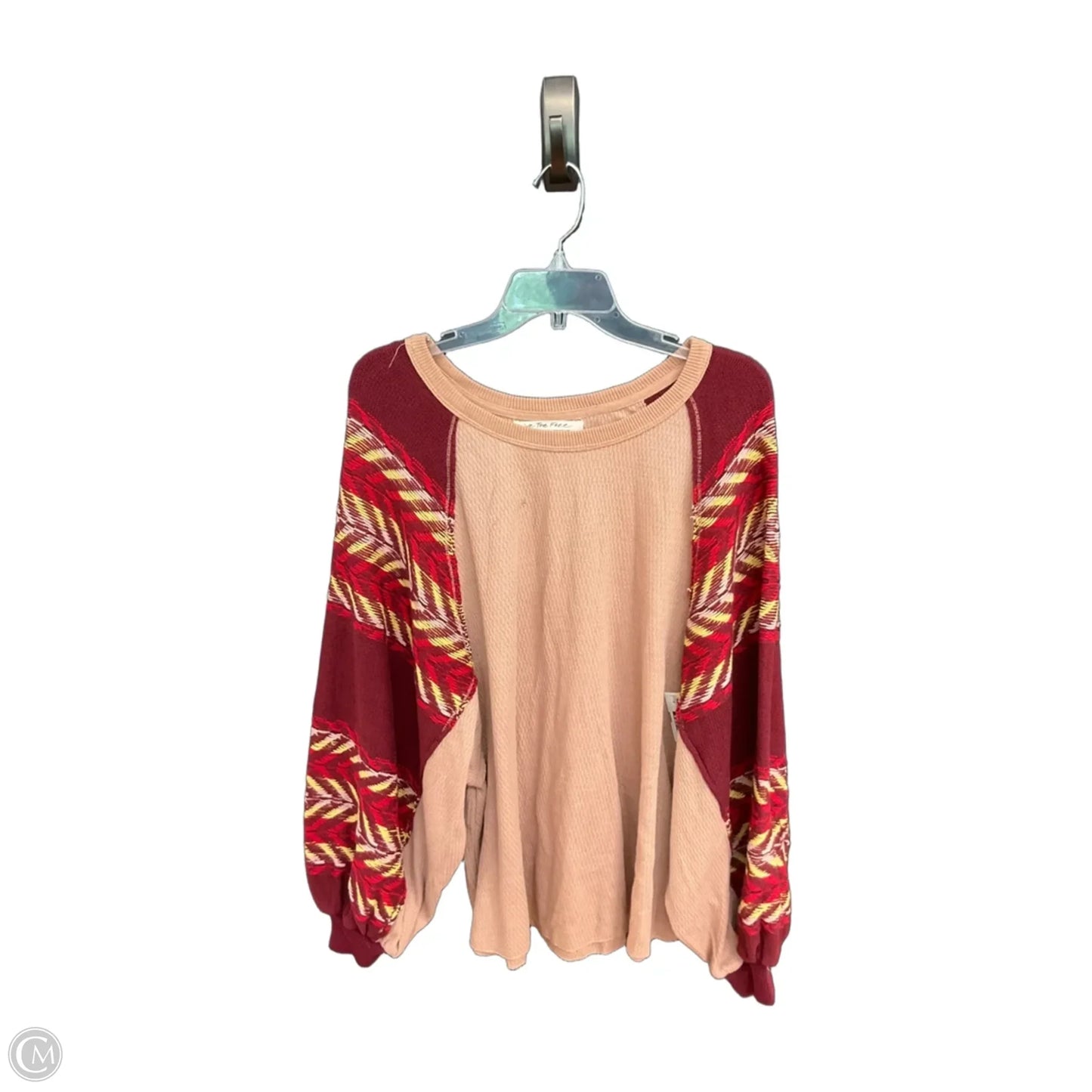 Top Long Sleeve By Free People In Pink & Red, Size: M