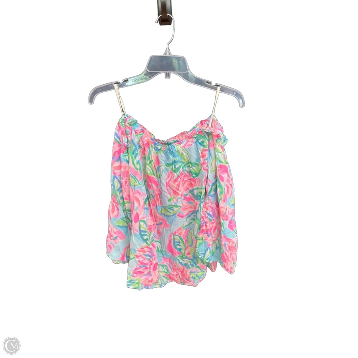 Top 3/4 Sleeve Designer By Lilly Pulitzer In Blue & Pink, Size: L