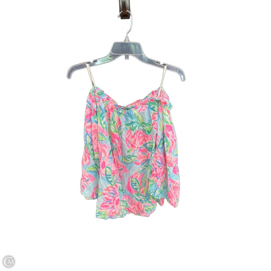 Top 3/4 Sleeve Designer By Lilly Pulitzer In Blue & Pink, Size: L