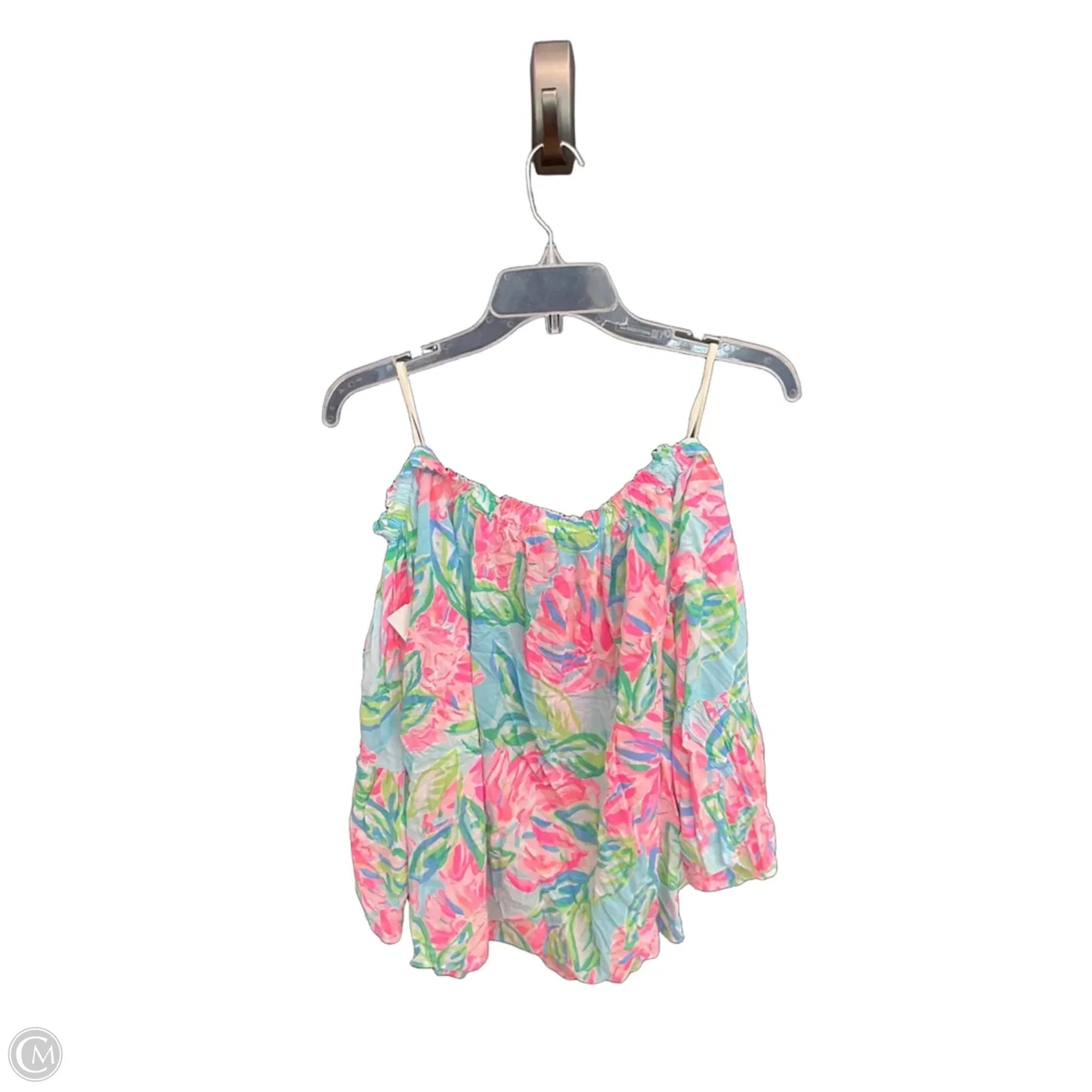 Top 3/4 Sleeve Designer By Lilly Pulitzer In Blue & Pink, Size: L
