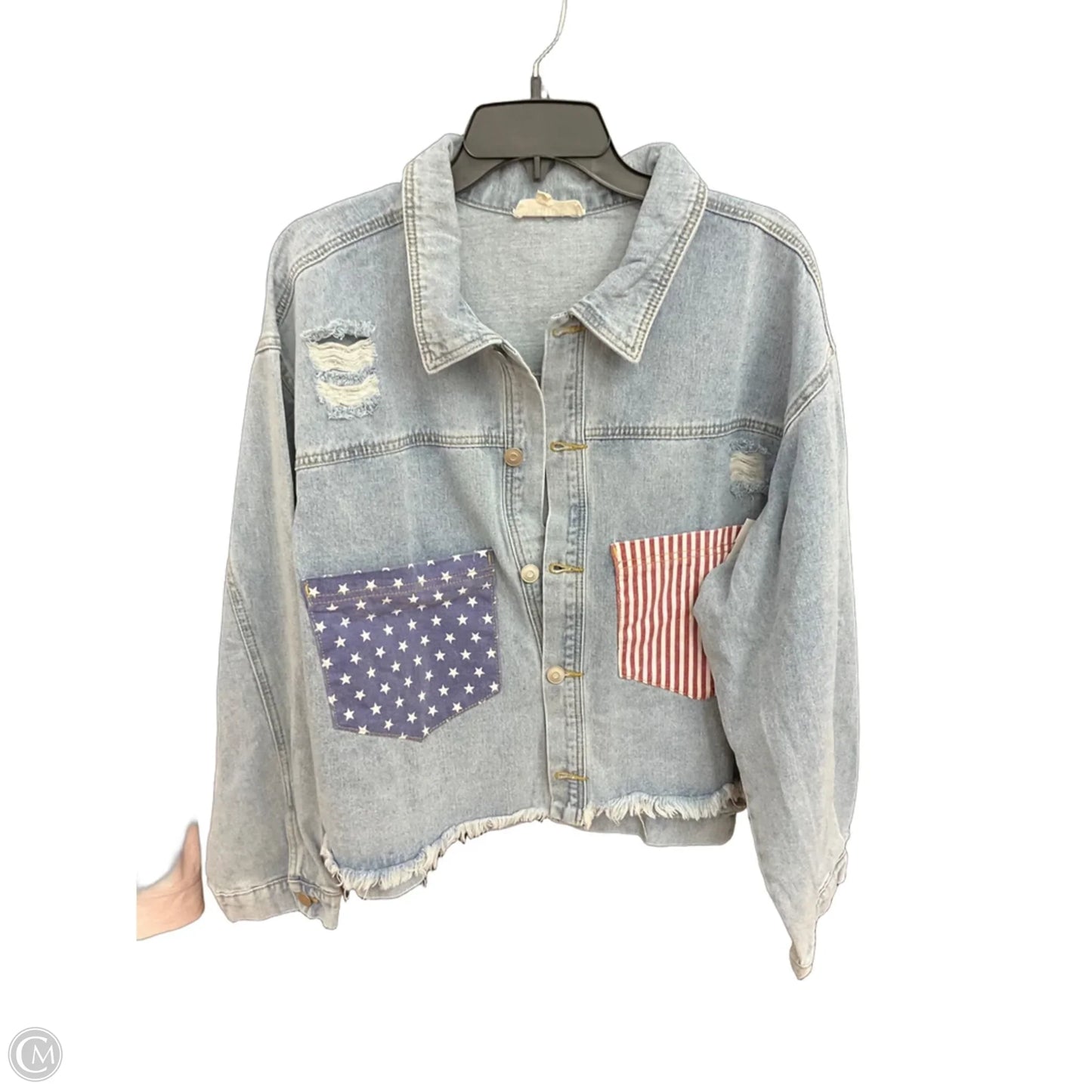 Jacket Denim By Peach Love Cream California In Blue, Size: L