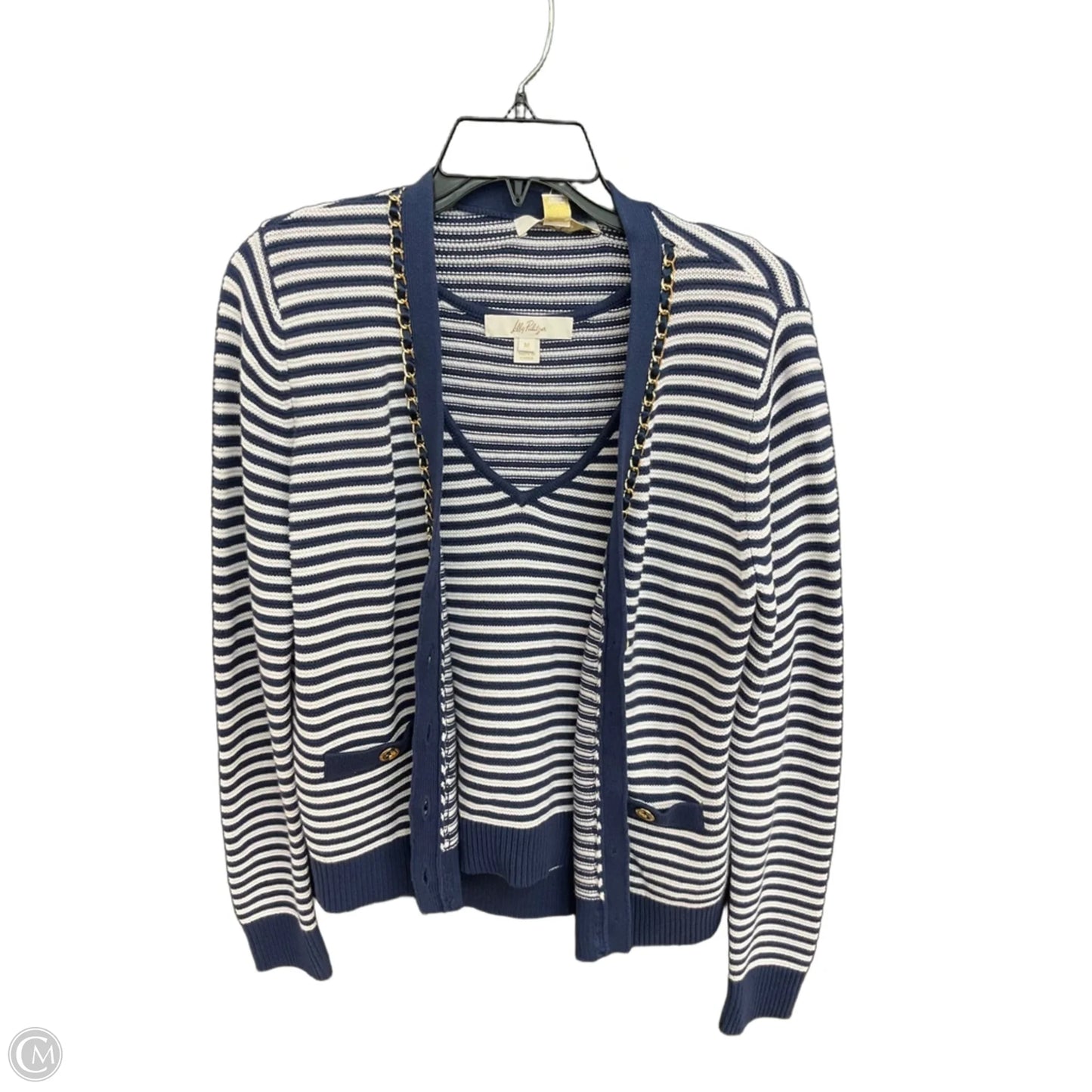 Sweater Cardigan Designer By Lilly Pulitzer In Striped Pattern, Size: M