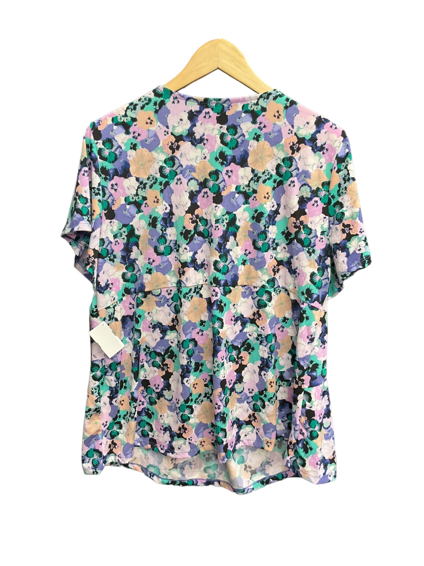 Floral Print Top Short Sleeve Daisy Fuentes, Size 2x