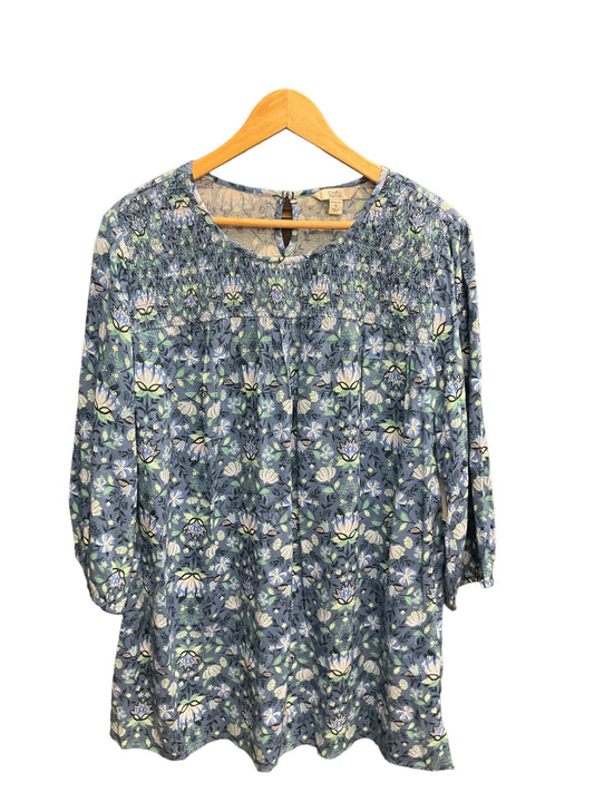 Floral Print Top 3/4 Sleeve Croft And Barrow, Size 1x