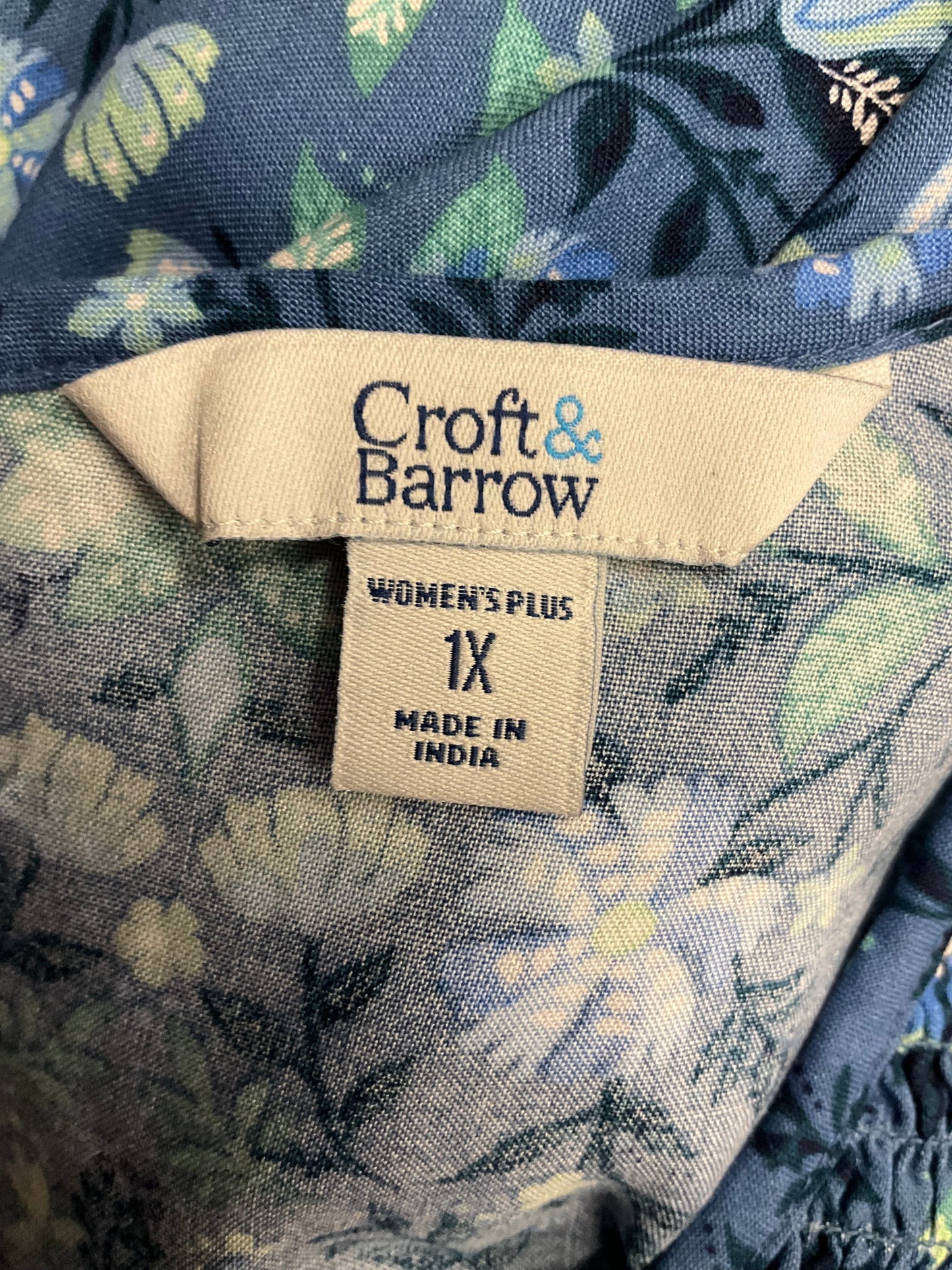 Floral Print Top 3/4 Sleeve Croft And Barrow, Size 1x