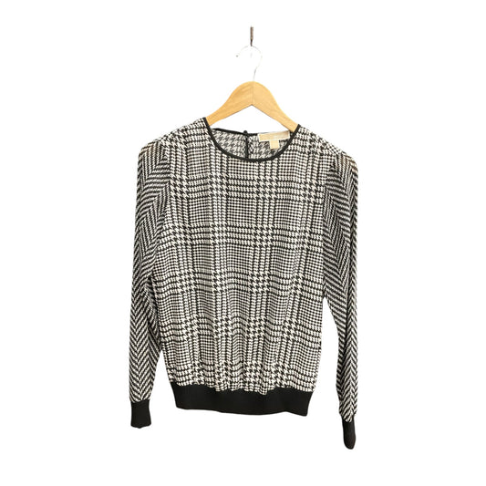 Top Long Sleeve By Michael By Michael Kors In Black & White, Size: S