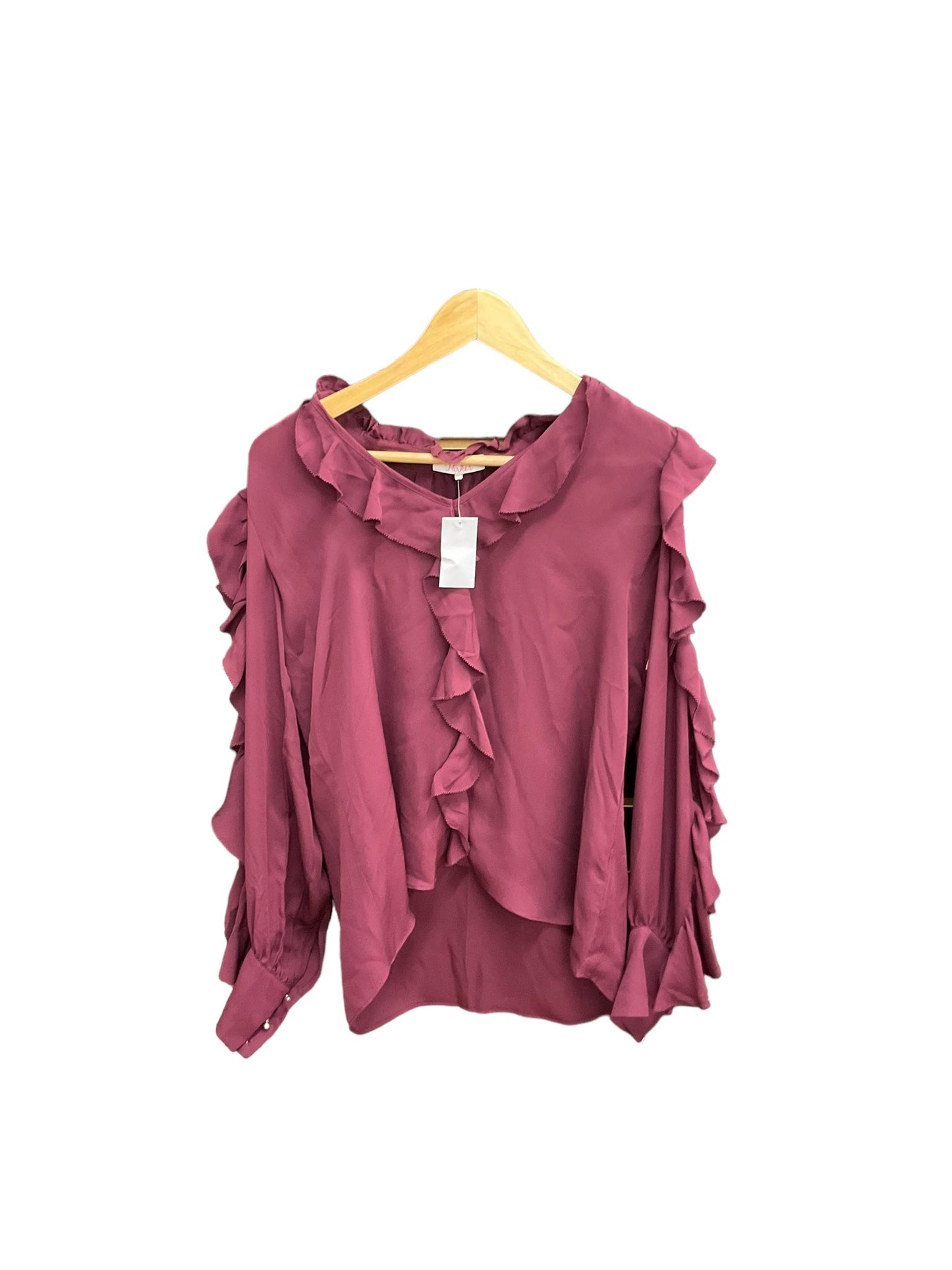 Maroon Blouse Long Sleeve Parker, Size Xs