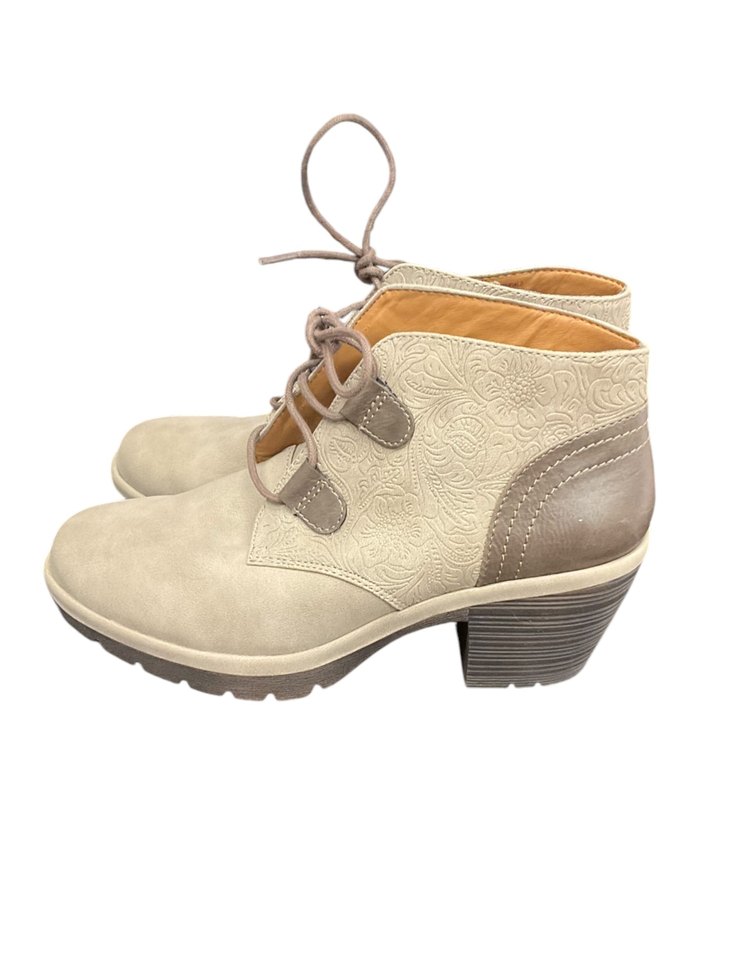 Boots Ankle Heels By Sofft In Taupe, Size: 7.5