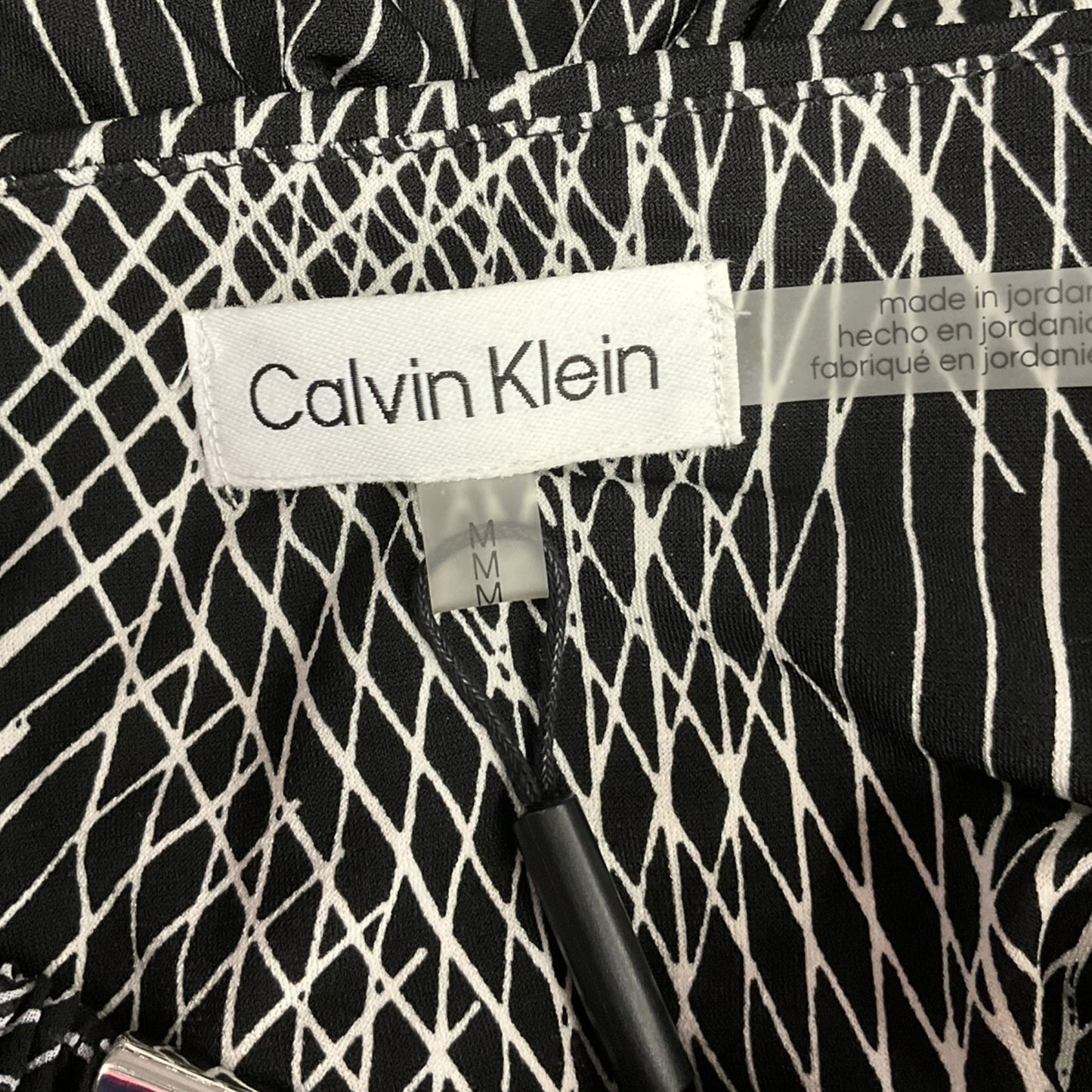 Top Long Sleeve By Calvin Klein In Black & White, Size: M