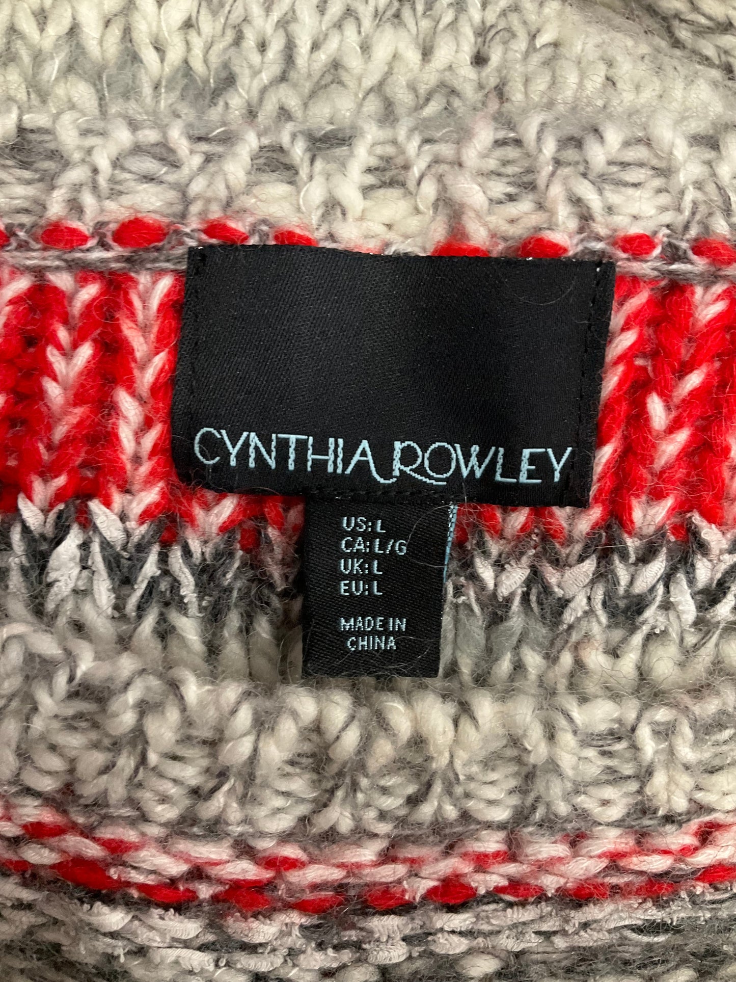 Sweater By Cynthia Rowley In Grey Red, Size: L