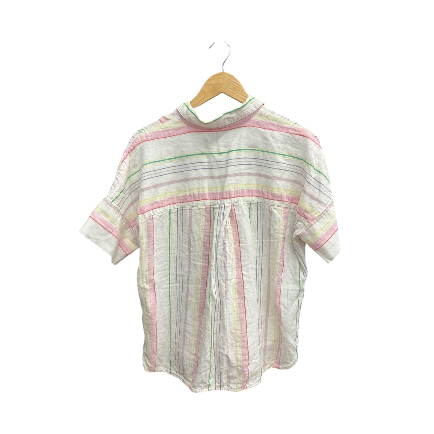 Blouse Short Sleeve By Madewell In Striped Pattern, Size: S