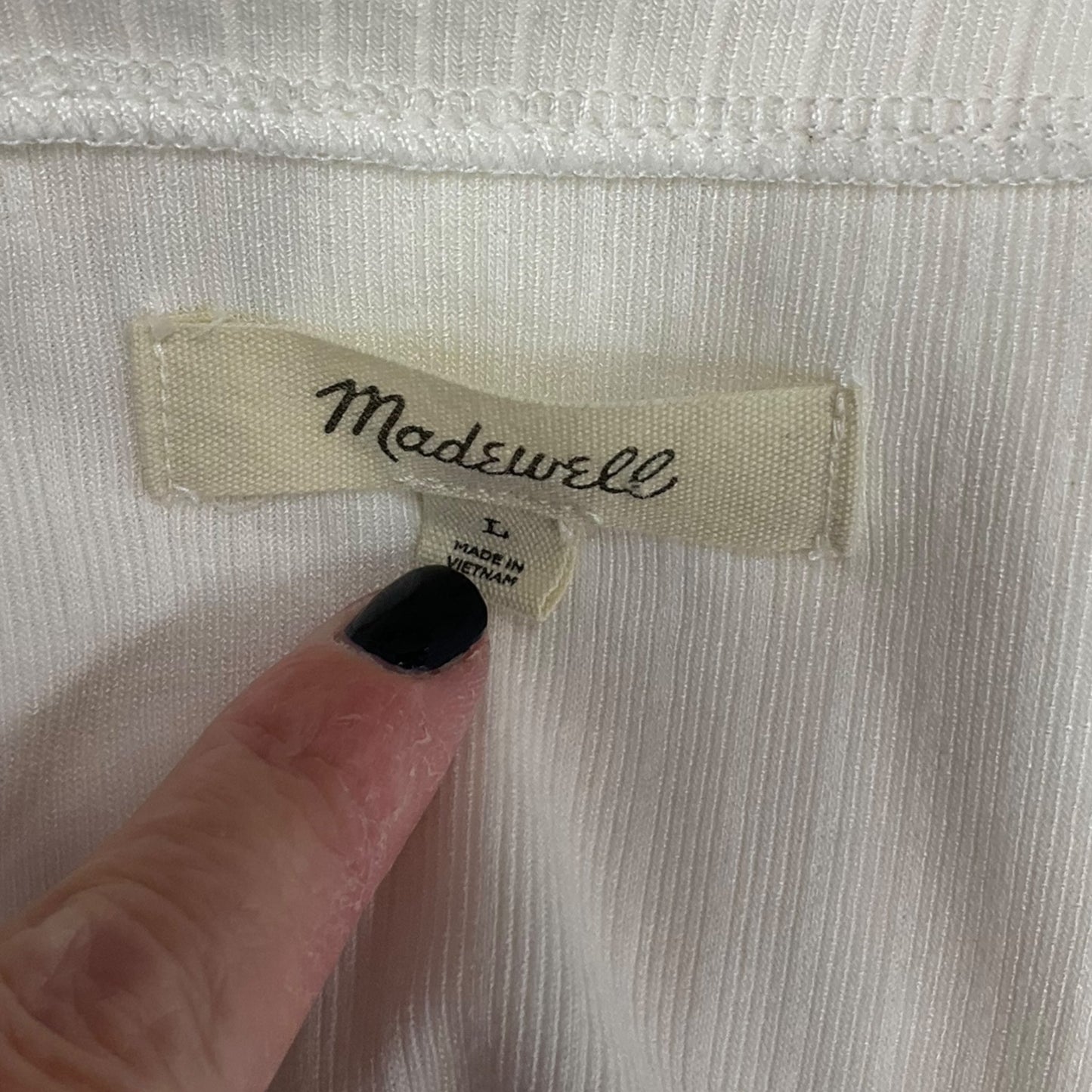 Top Long Sleeve By Madewell In Ivory, Size: L