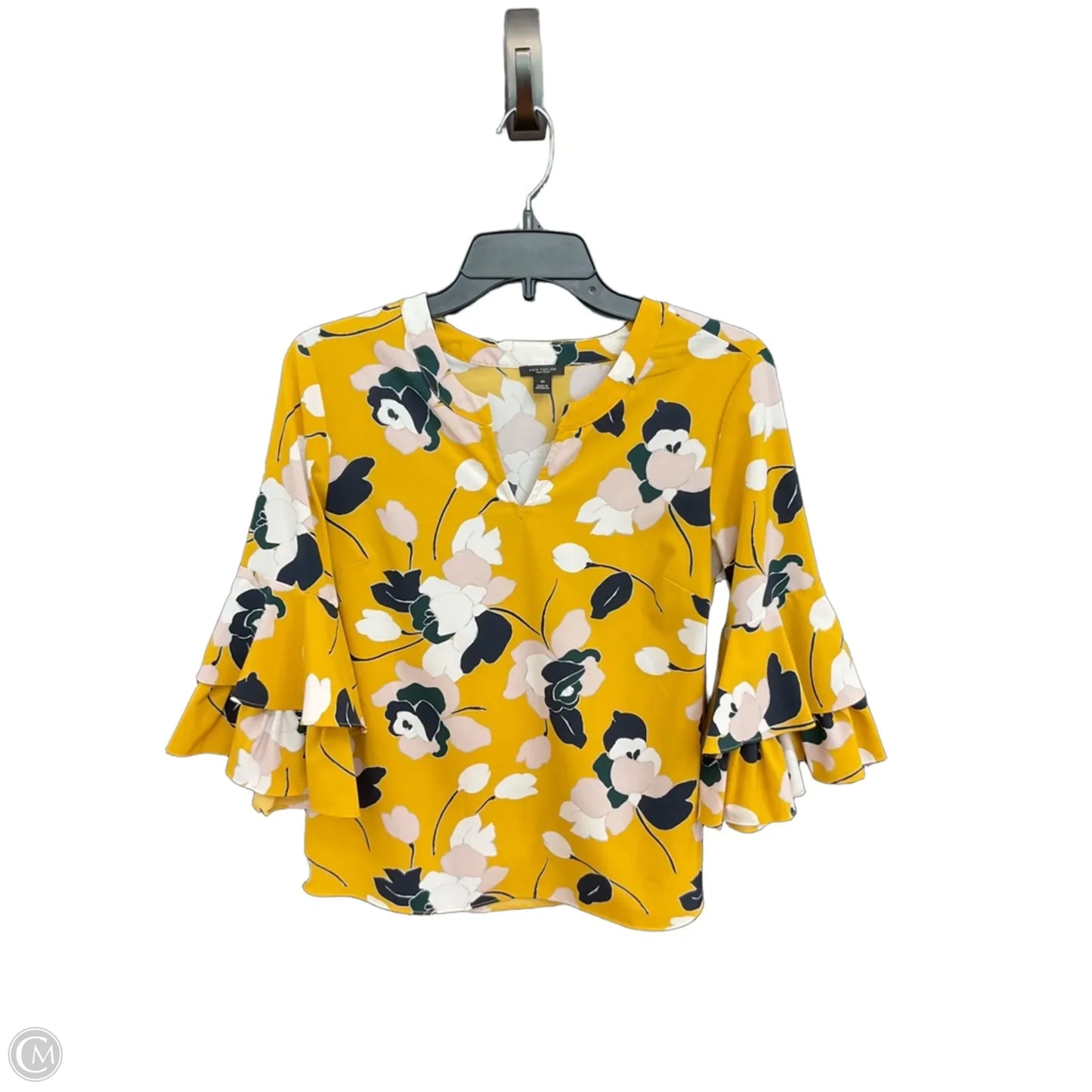 Top Short Sleeve By Ann Taylor In Yellow, Size: Xs