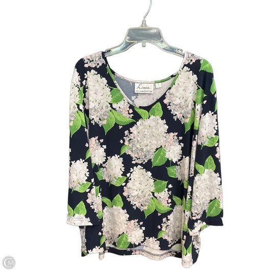 Top Long Sleeve By Linea By Louis Dellolio In Floral Print, Size: 3x