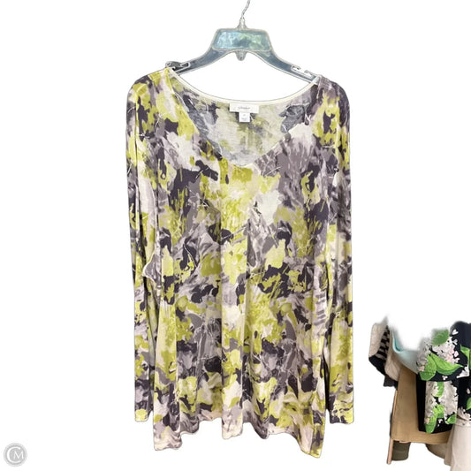 Top Long Sleeve By Cj Banks In Grey, Size: 3x