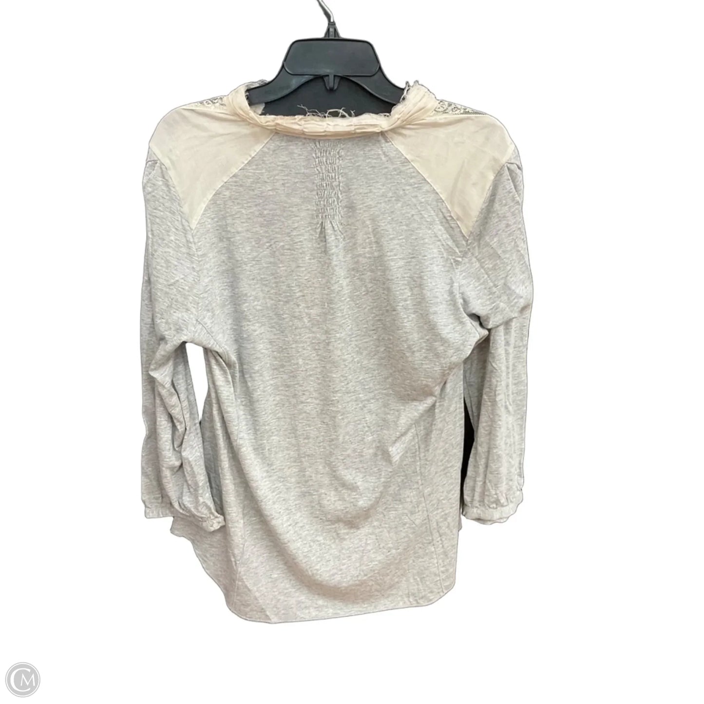 Top 3/4 Sleeve By Tiny In Grey & White, Size: L