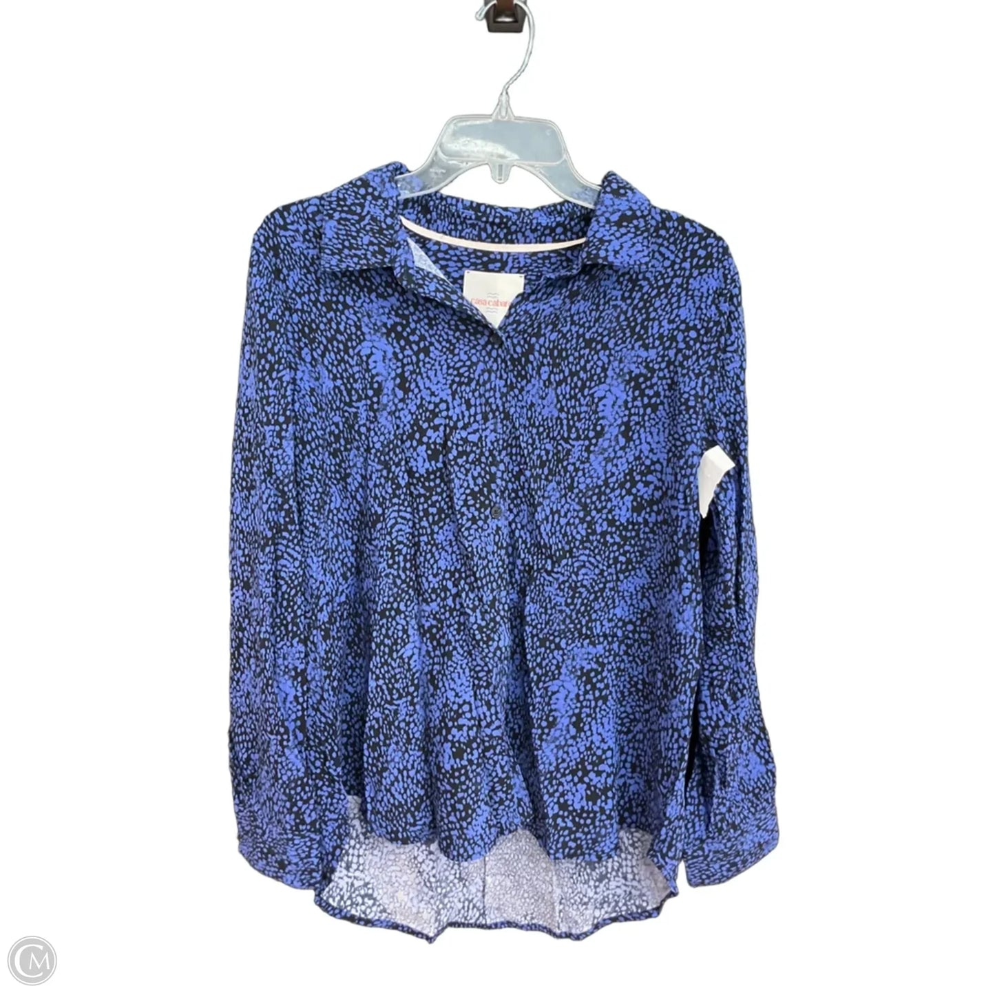 Blouse Long Sleeve By Clothes Mentor In Black & Blue, Size: L