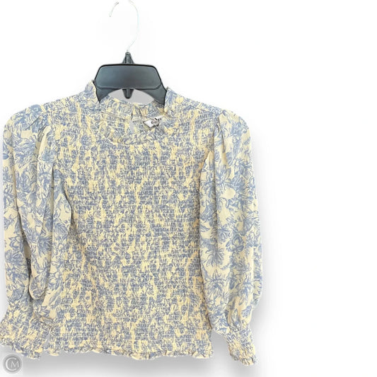 Top Long Sleeve By Express In Blue & Cream, Size: Xs
