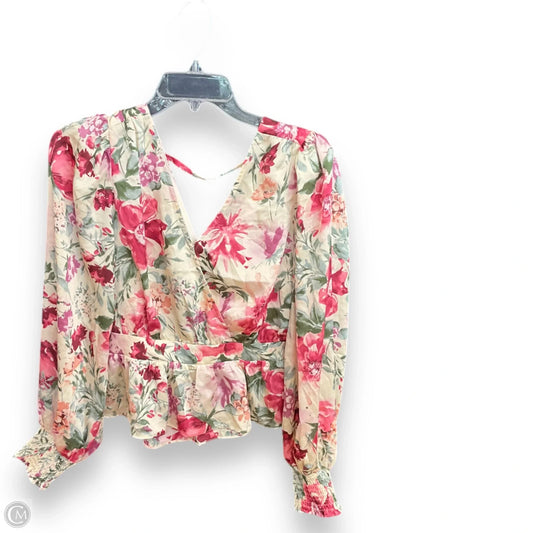 Top Long Sleeve By Express In Floral Print, Size: Xs