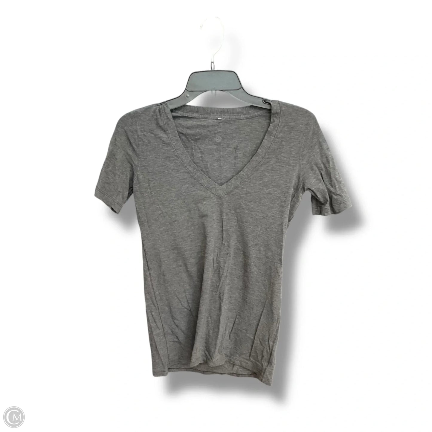 Athletic Top Short Sleeve By Lululemon In Grey, Size: M