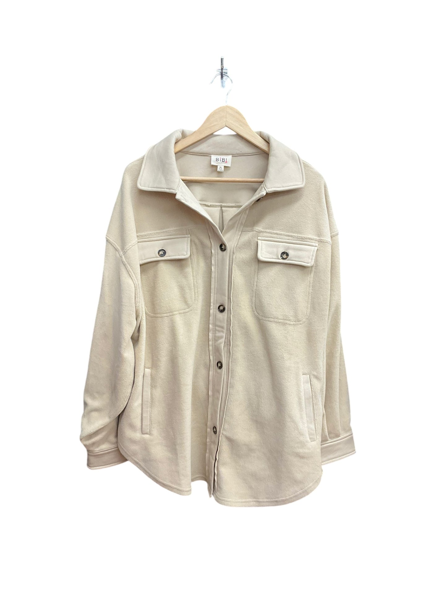 Jacket Shirt By Bibi In Tan, Size: Xl