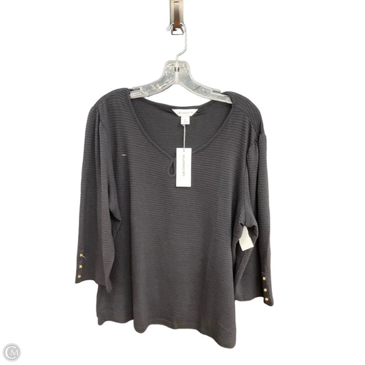 Top 3/4 Sleeve By Liz Claiborne In Black, Size: Xl