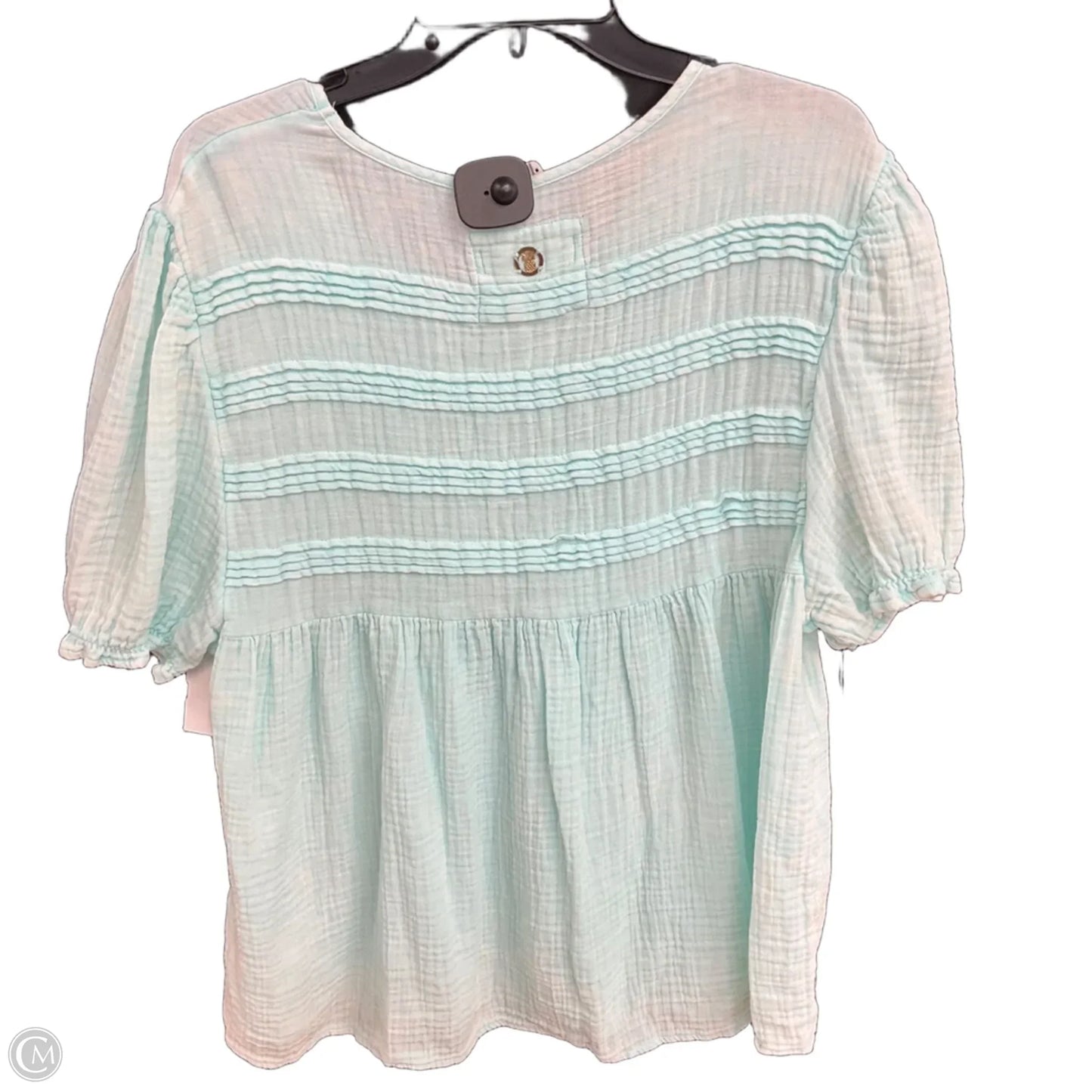 Top Short Sleeve By Simply Southern In Aqua, Size: Xxl