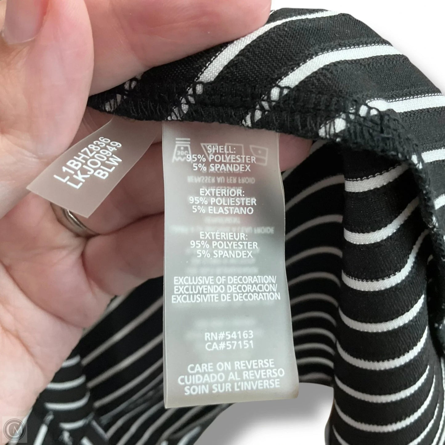 Top Short Sleeve Designer By Karl Lagerfeld In Striped Pattern, Size: Xs