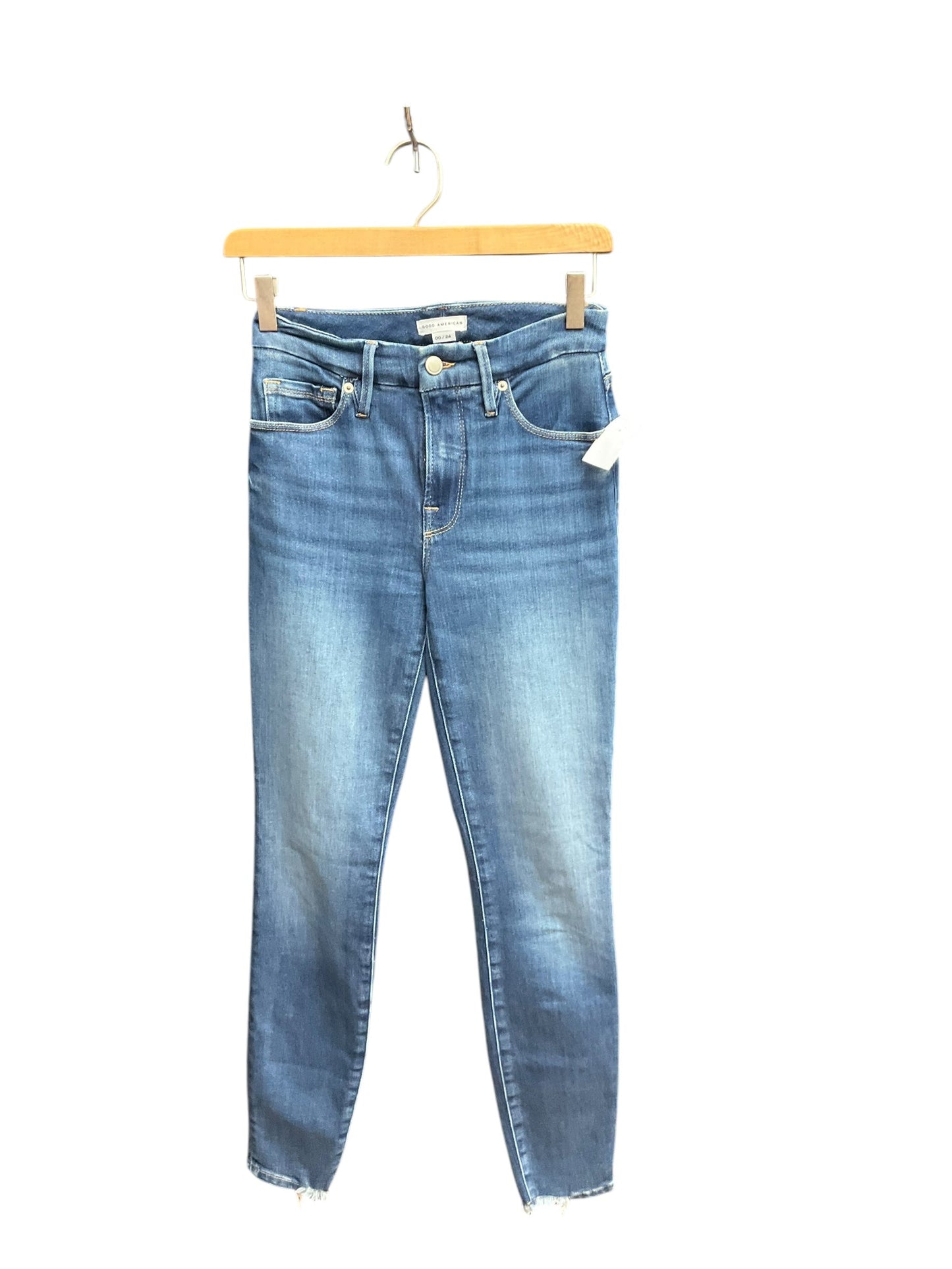 Jeans Skinny By Good American In Blue Denim, Size: 0