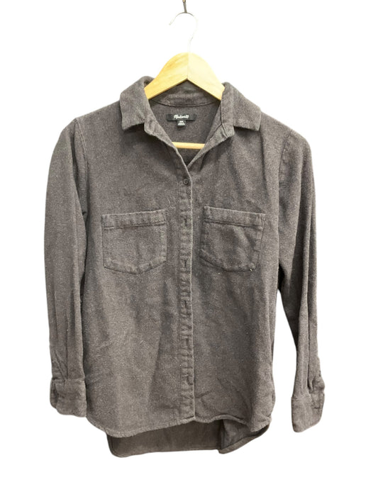 Blouse Long Sleeve By Madewell In Grey, Size: Xxs