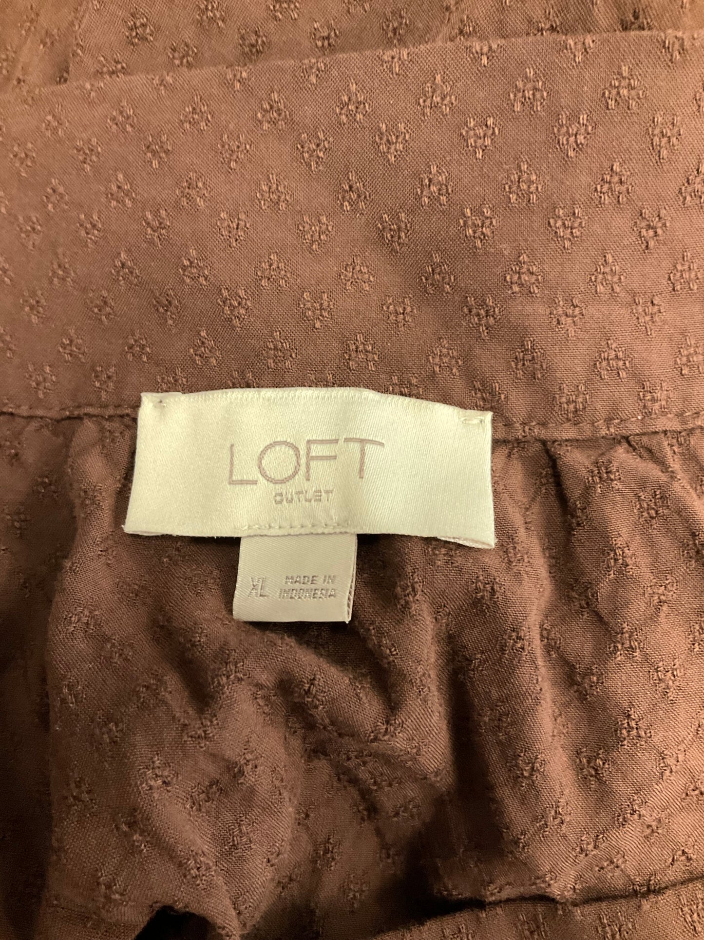 Brown Top Long Sleeve Loft, Size Xl