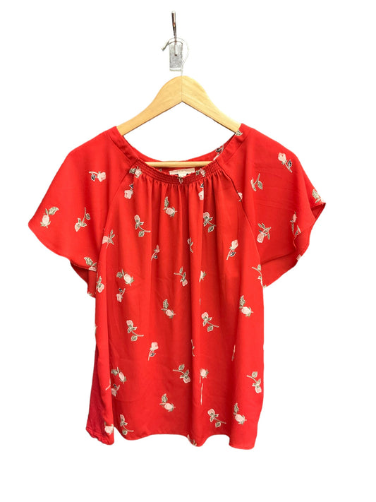 Red Top Short Sleeve Loft, Size S