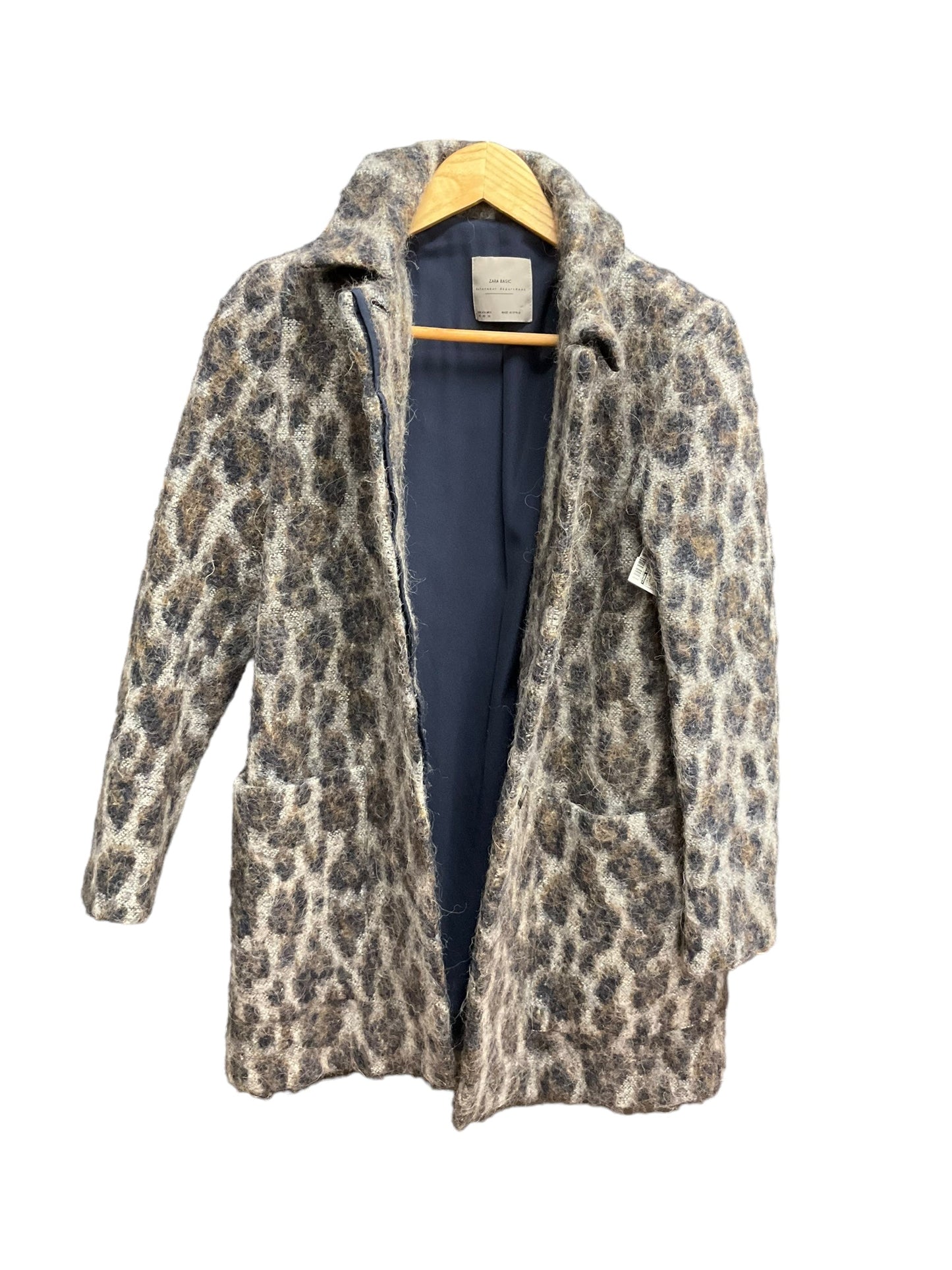 Coat Wool By Zara Basic In Leopard Print, Size: Xs