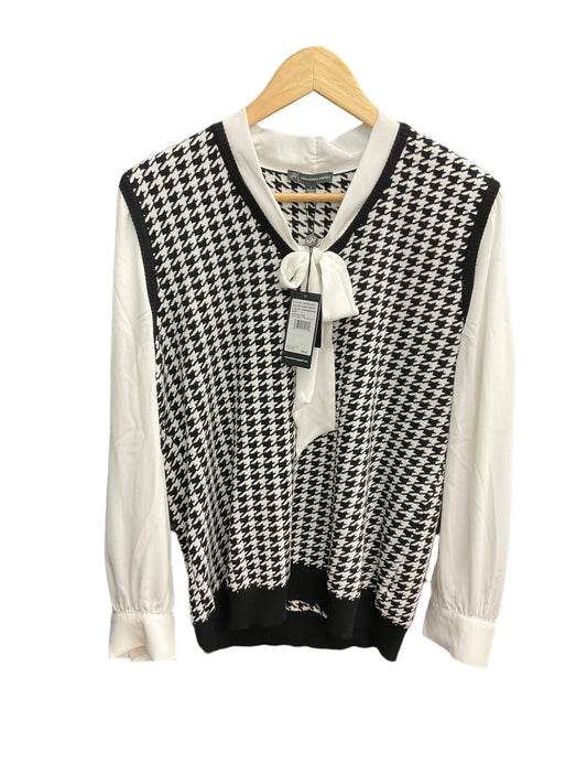 Black & White Top Long Sleeve Adrianna Papell, Size L