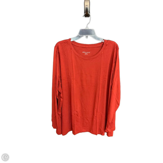 Top Long Sleeve Basic By Ava & Viv In Red, Size: 3x