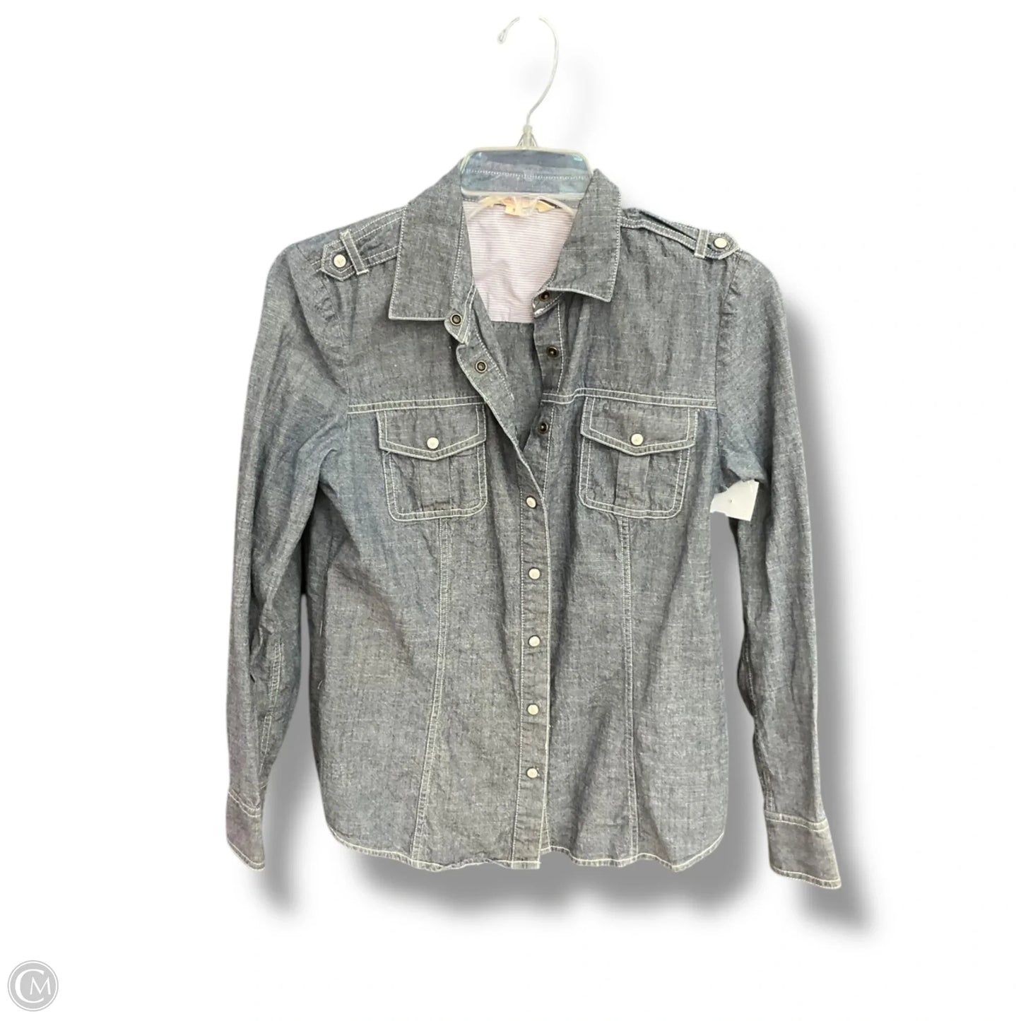 Blouse Long Sleeve By Brooks Brothers In Grey, Size: M