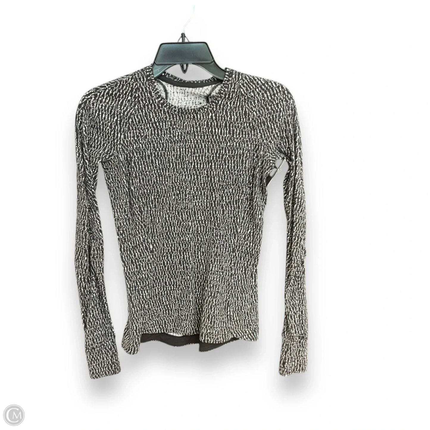 Athletic Top Long Sleeve Crewneck By Lululemon In Black & White, Size: 4