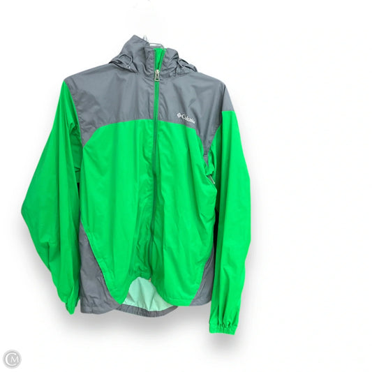 Jacket Windbreaker By Columbia In Green & Grey, Size: M