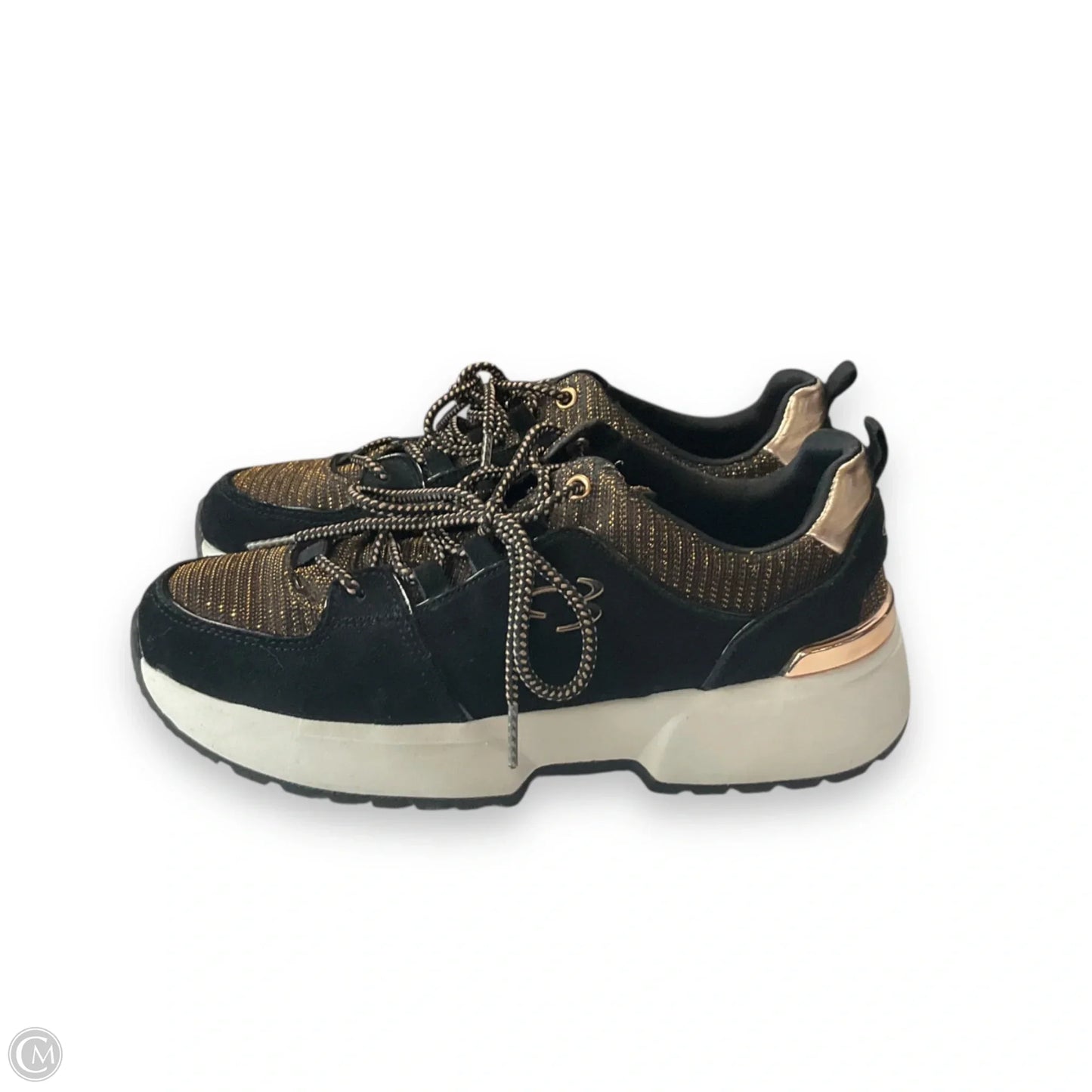 Shoes Athletic By Skechers In Black & Gold, Size: 7