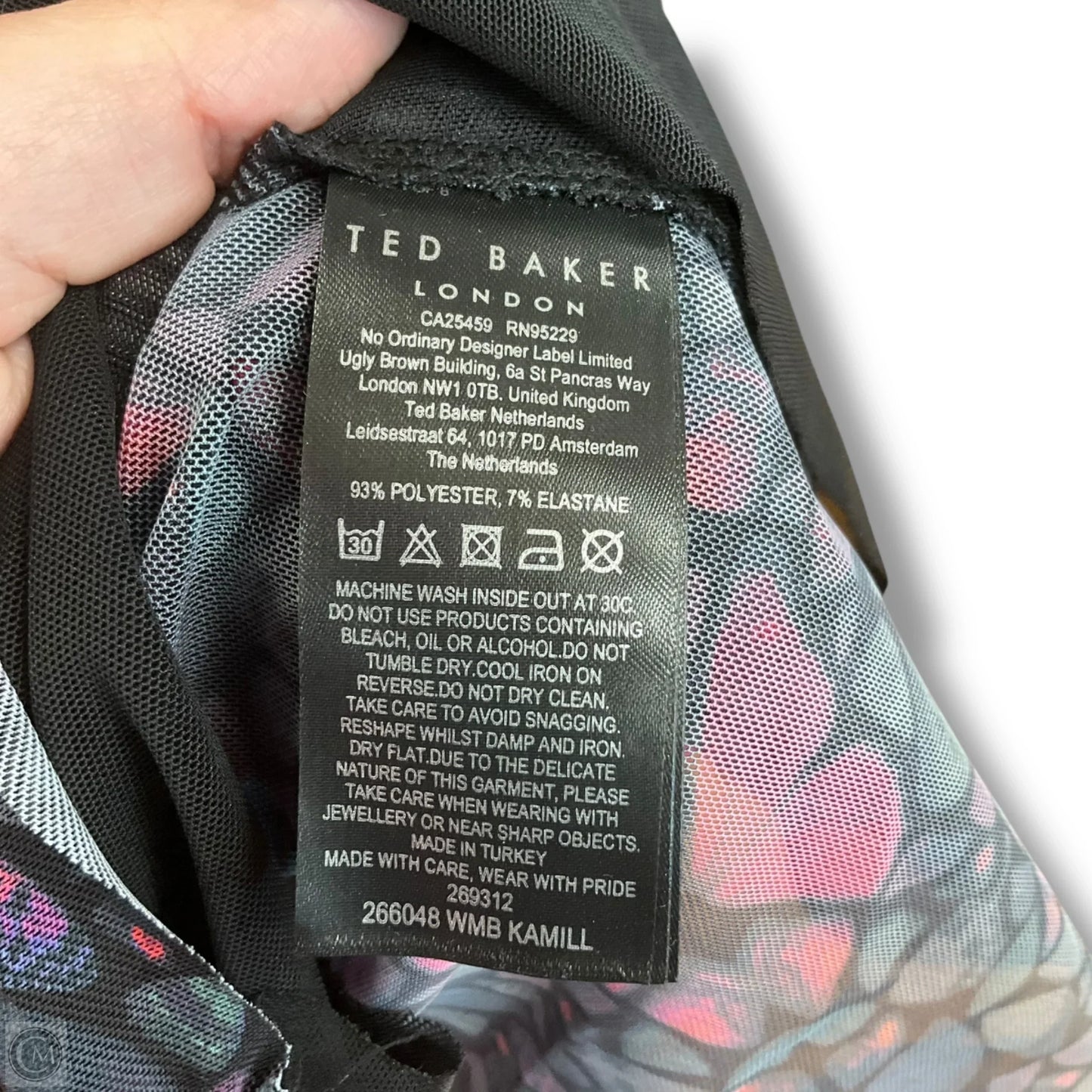 Top Long Sleeve By Ted Baker In Black & Pink, Size: S