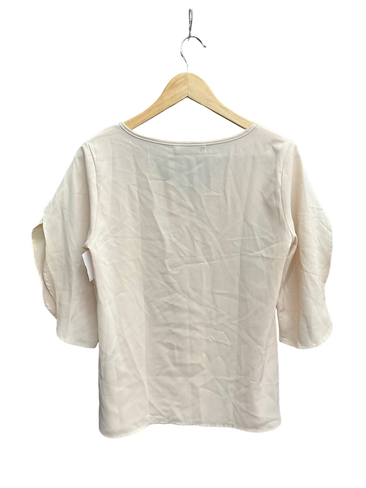 Beige Top Short Sleeve Clothes Mentor, Size S