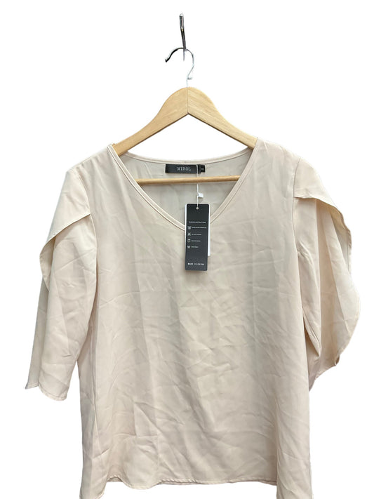 Beige Top Short Sleeve Clothes Mentor, Size S