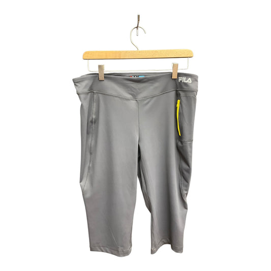 Athletic Leggings Capris By Fila In Grey & Yellow, Size: L