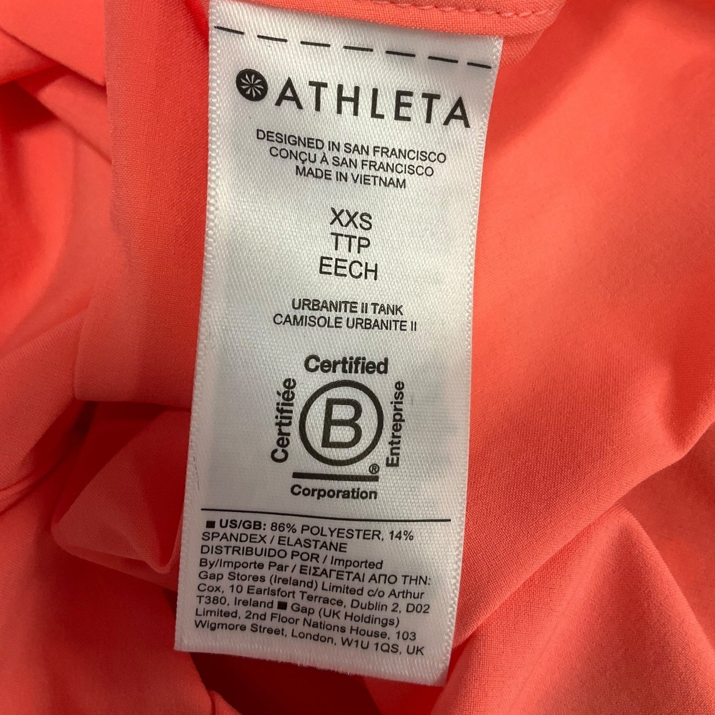 Athletic Tank Top By Athleta In Coral, Size: Xxs